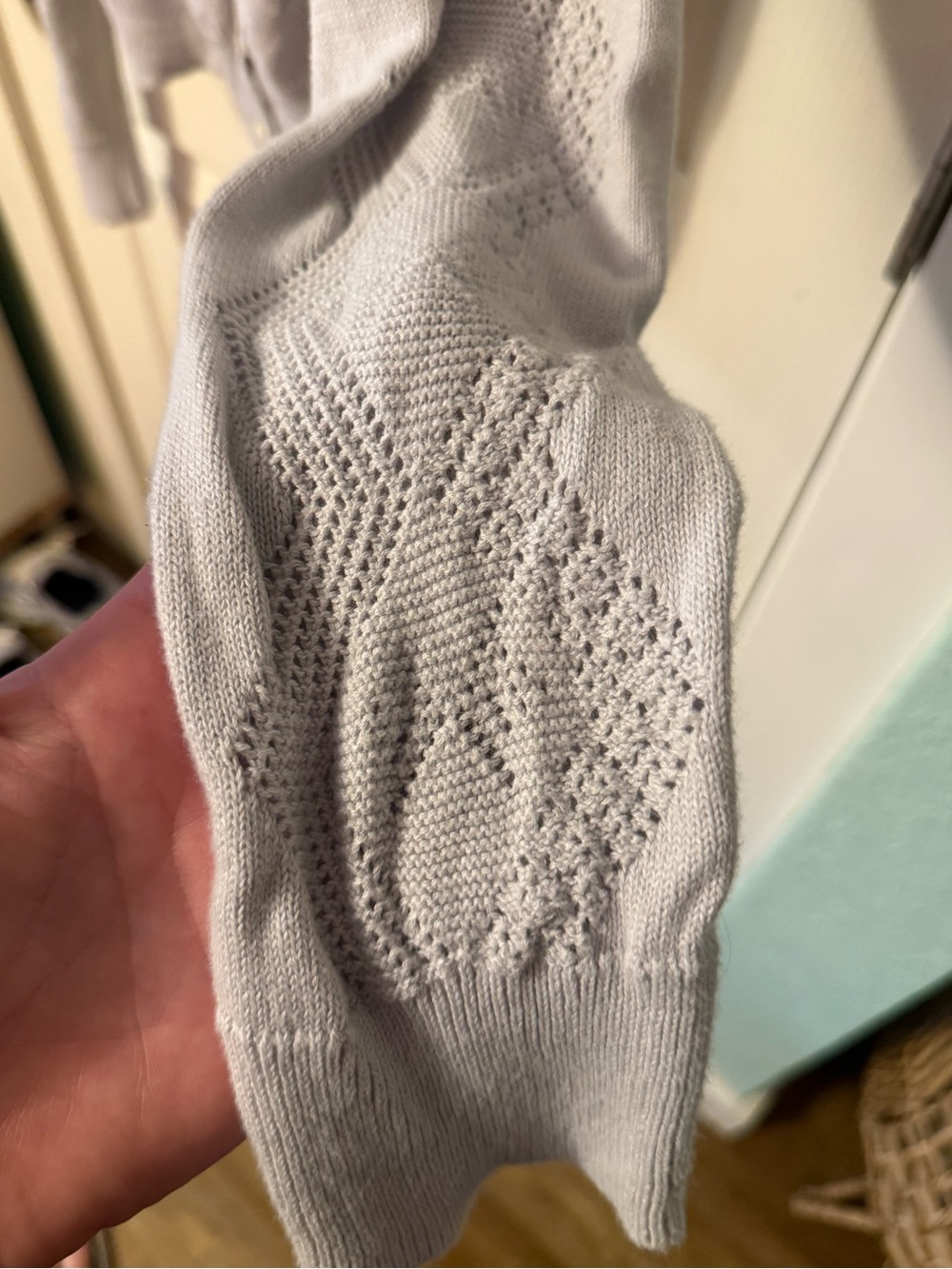 GAP Women's light grey Openwork Button-Front Cardigan - Picture 3 of 5